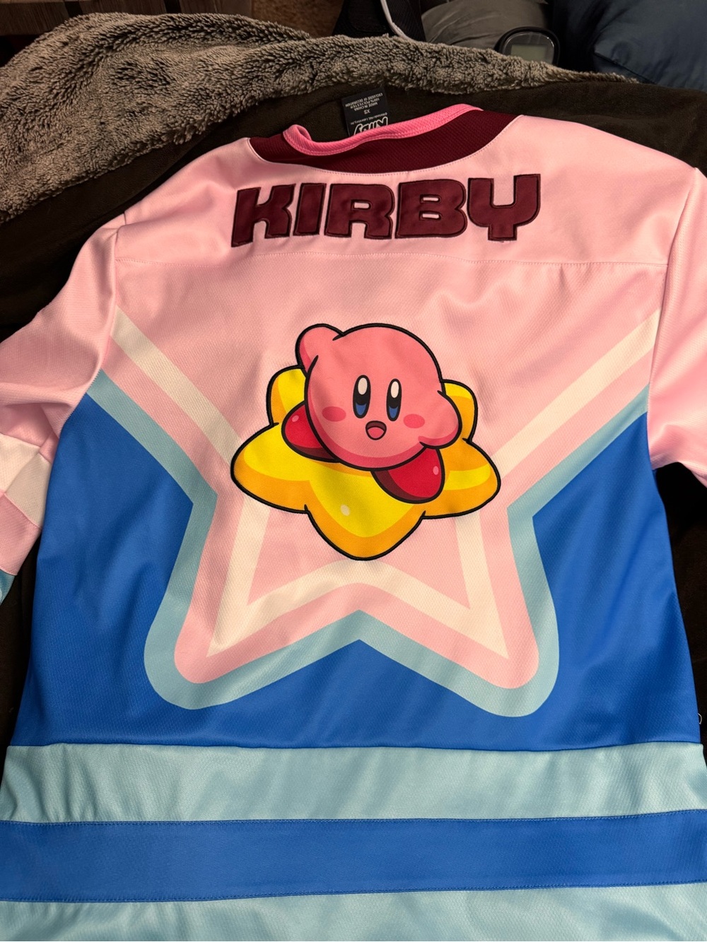 Kirby Pink & Blue Hockey Jersey - Retro Star Design - Picture 4 of 4